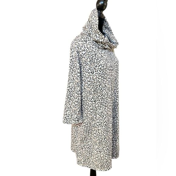 Tyler Böe Knit Dress Size Large Leopard Print 3/4 Sleeve Pleat Pockets - Picture 3 of 10